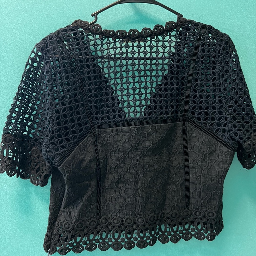 Rebecca Taylor Black Crochet Lace Blouse